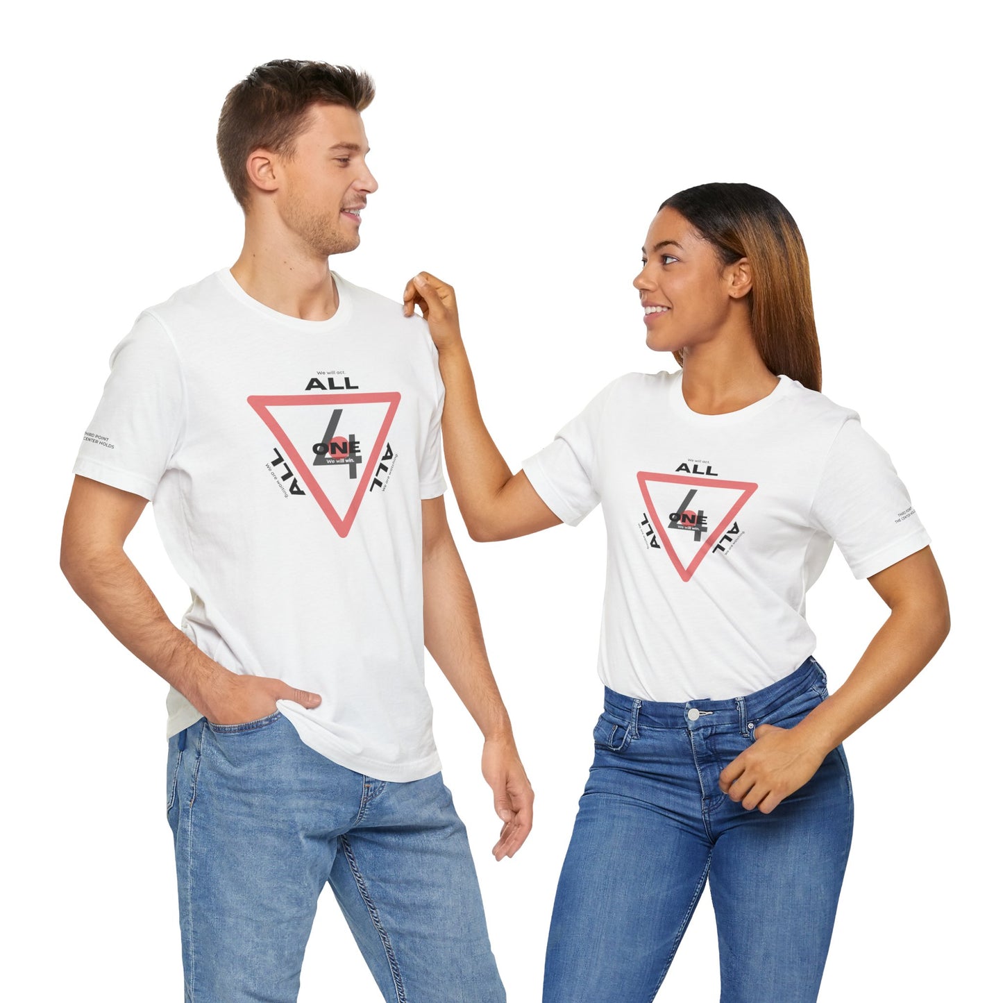All 4 One Unisex Jersey Tee - Unified Casual Graphic T-Shirt & Message