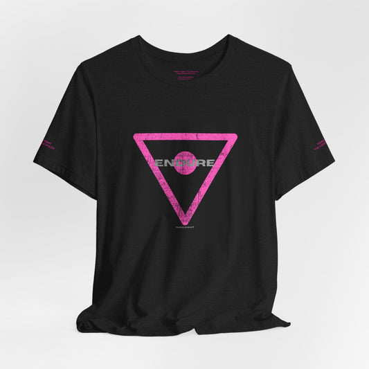 Endure Trendy Unisex Jersey Tee with Bold Grunge Pink Triangle Design