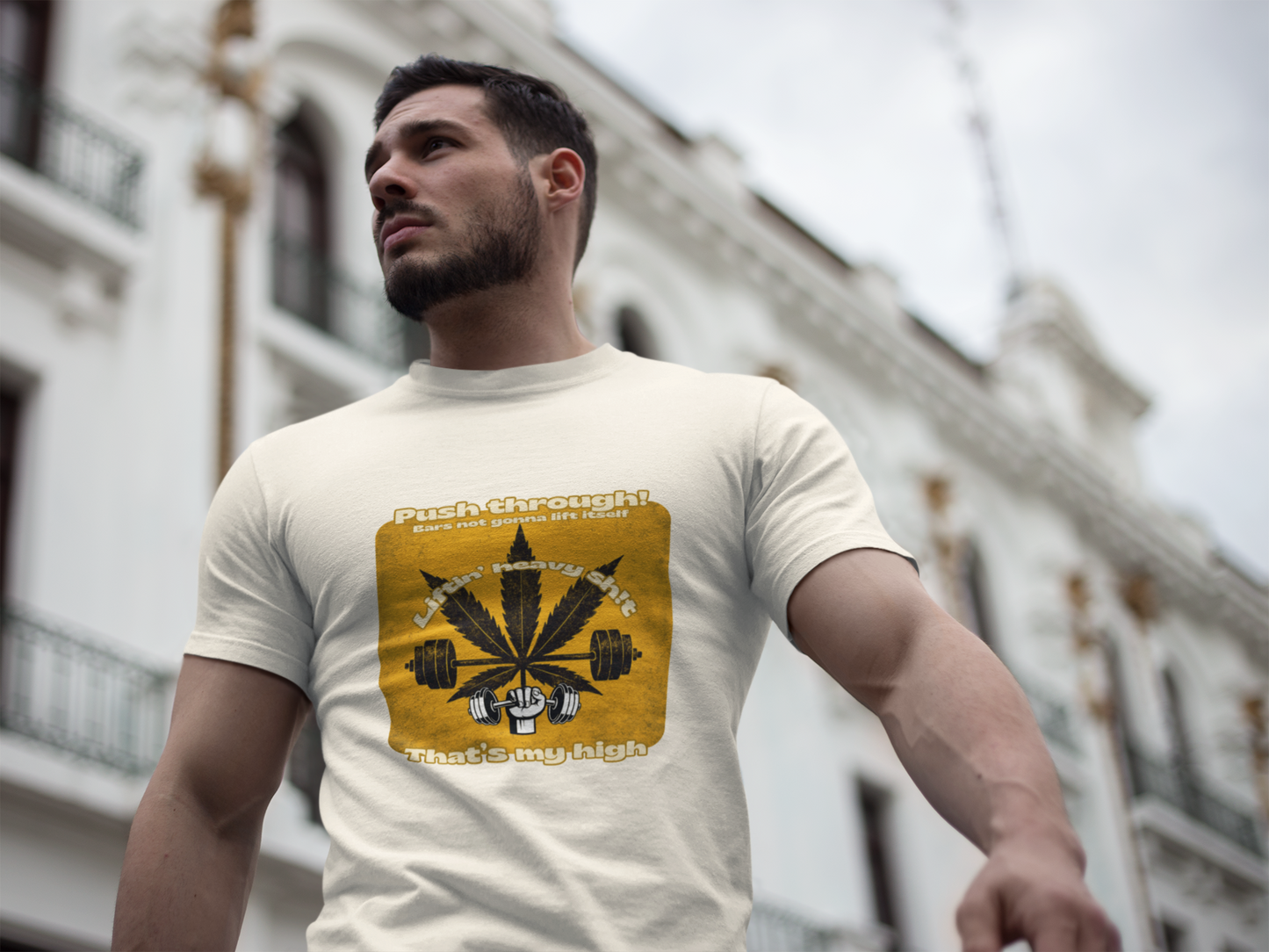 Motivational Fitness Tee - "Push Through! That's My High" Design