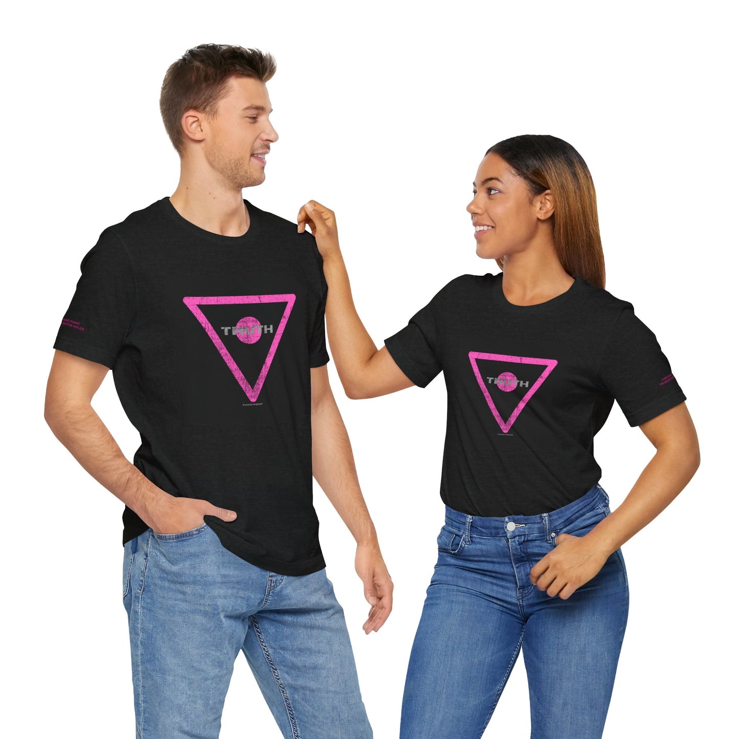 Bold Truth Unisex Jersey Tee - Grunge Pink Triangle Design